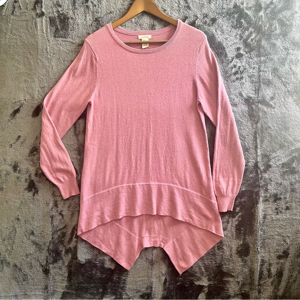 Sundance Royal Pullover Sweater Medium Hi-Low Swallowtail Hem Pink Size Medium